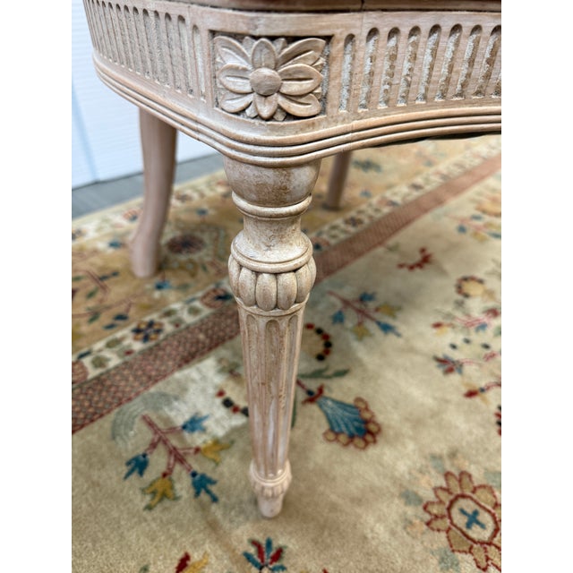 Peach Gustavian Reproduction Parlor Chair in Pleated Silk For Sale - Image 8 of 12