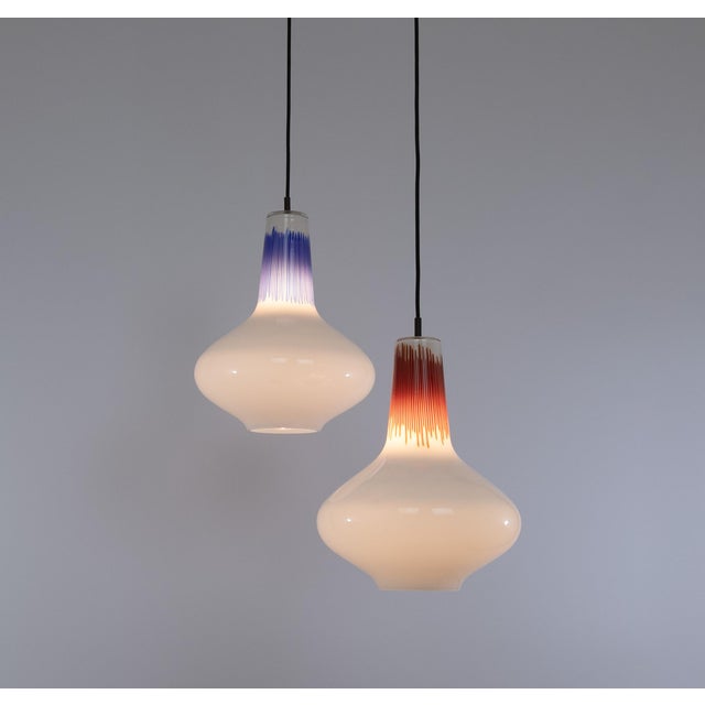 White, Red and Blue Murano Glass Pendants by Massimo Vignelli for Venini, 1950s For Sale - Image 11 of 11