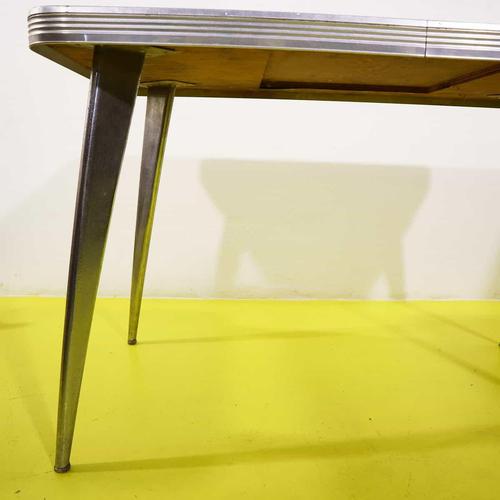 Blue Rectangular Blue Laminate Table with Metal Legs For Sale - Image 8 of 11
