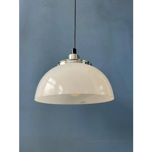 Vintage White Faro Acrylic Glass Pendant Lamp from Guzzini For Sale - Image 11 of 11
