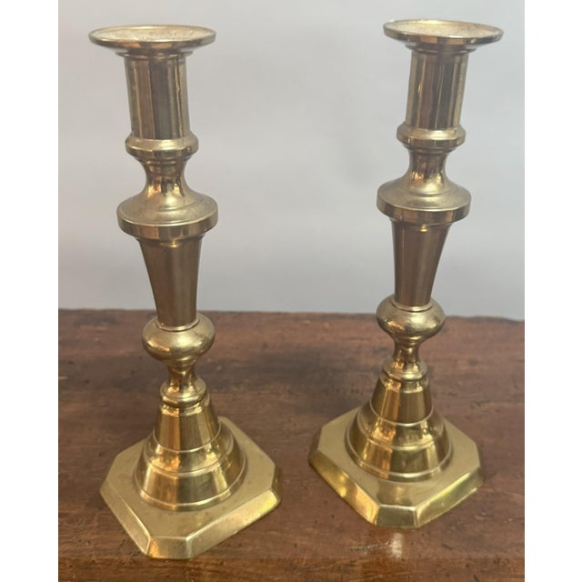 Pair of Mid-19th Century English Brass Candlesticks For Sale - Image 10 of 10
