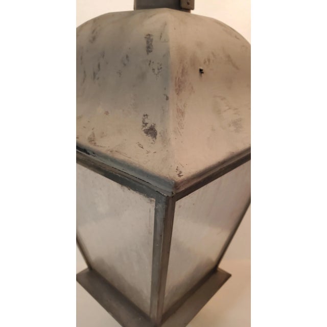 Mid Century Electric Lantern With Iced Glass Panels For Sale - Image 4 of 9
