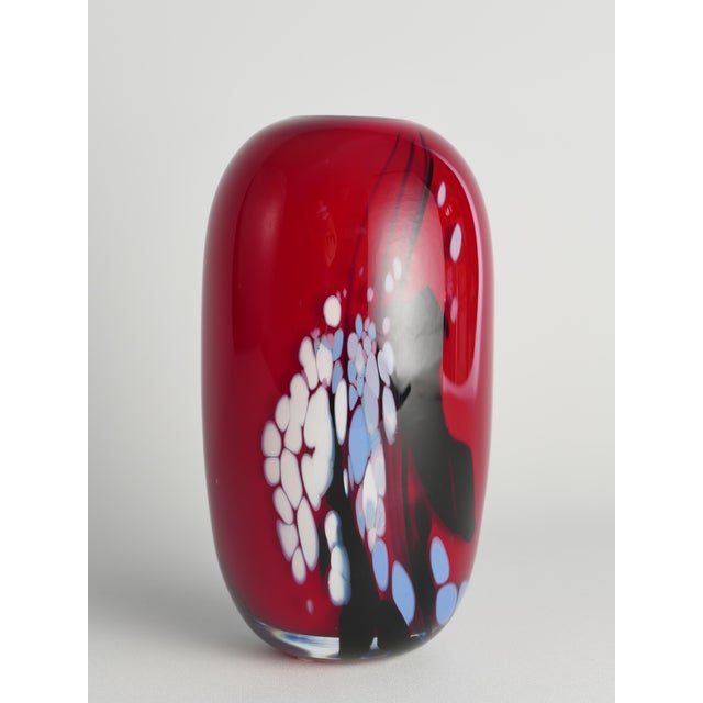 Art Glass Cherry Red Vase by Mikael Axenbrant, Sweden, 1990s For Sale - Image 4 of 18