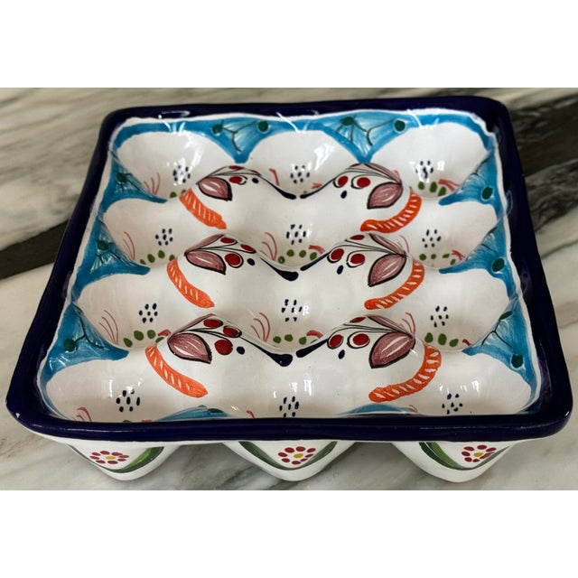 Hand Made in Mexico Vintage Ceramic Clay Pottery Egg Plate For Sale - Image 14 of 16
