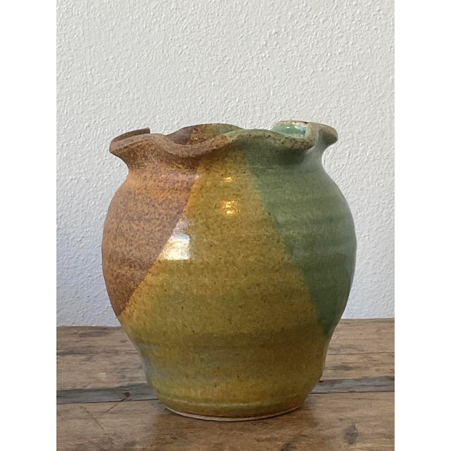 Vintage Original Studio Pottery Ruffle Vase For Sale - Image 10 of 12