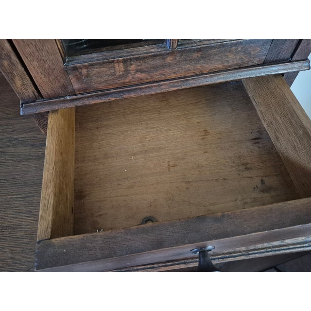 Late 19th-Century Victorian Hand-Carved Oak Buffet With a Beveled Mirror For Sale - Image 10 of 15