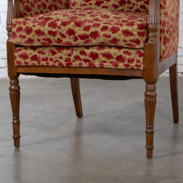 Late 19th to Early 20th Century French Louis XVI Bergere Chair Directoire Style Brunschwig & Fils Fabric For Sale - Image 10 of 18