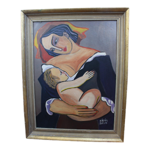 1960s Béla Kádár (Attr.) — Modernist Figural Composition Madonna With Child