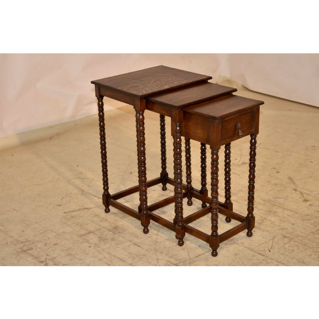 Circa 1900 English Nest of Three Oak Tables For Sale In Greensboro - Image 6 of 9