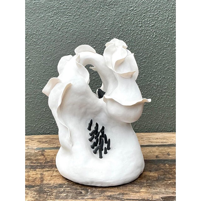 Vintage Abstract Floral Studio Pottery Vase For Sale In West Palm - Image 6 of 18