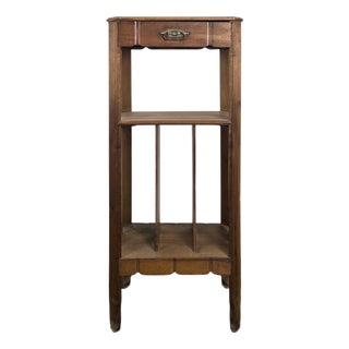 Walnut Music Cabinet with Compartments and Drawer, 1900s, Brass For Sale