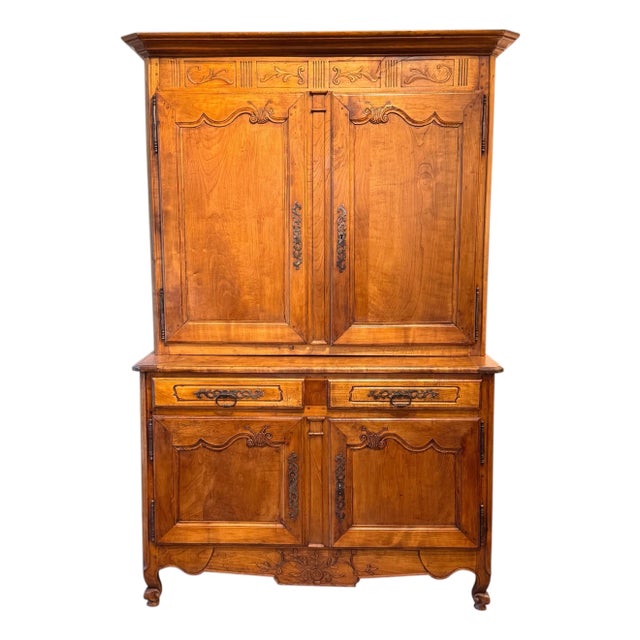 French Provincial Cabinet With Carved Detail For Sale