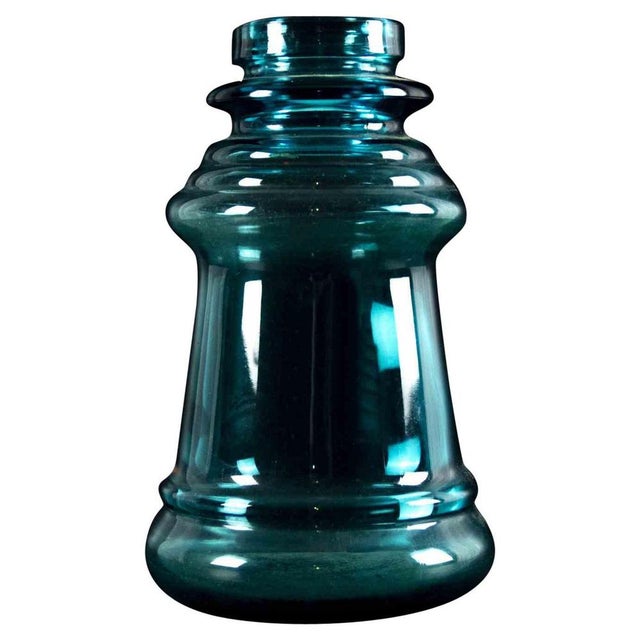 1970s Vintage Italian Layered Turquoise Glass Vase, 1970s For Sale - Image 5 of 5
