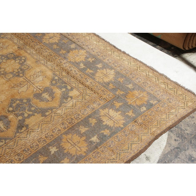 Hand-Knotted Vintage Ottoman Style Rug in Beige-Brown, Blue All Over Pattern For Sale In New York - Image 6 of 9