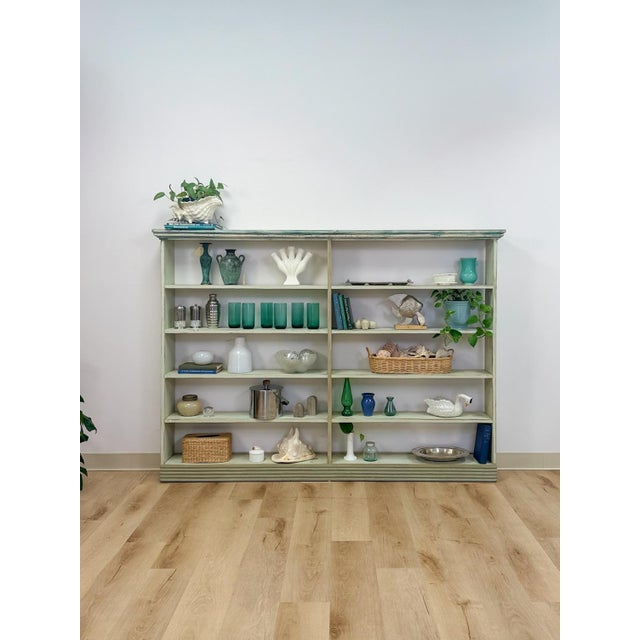 Handmade Seafoam Coastal Wood Shelf Weathered Vintage Display Storage 10 Shelves For Sale - Image 4 of 12