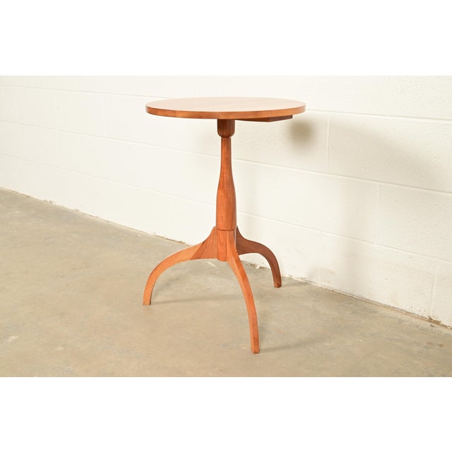 Harden Furniture Harden Furniture Arts and Crafts Shaker Solid Cherry Wood Pedestal Occasional Side Table or Drinks Table For Sale - Image 4 of 12