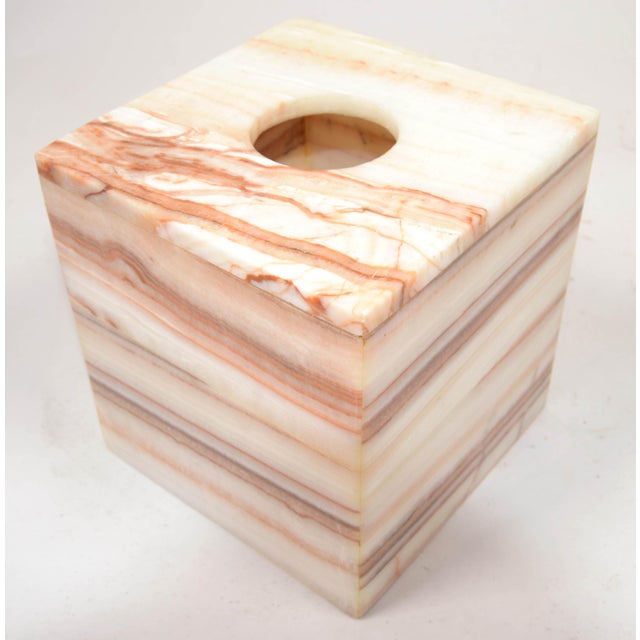 Vintage Mid-Century Modern Onyx Gemstone Tissue Box Cover Paper Boutique Box For Sale In Miami - Image 6 of 12