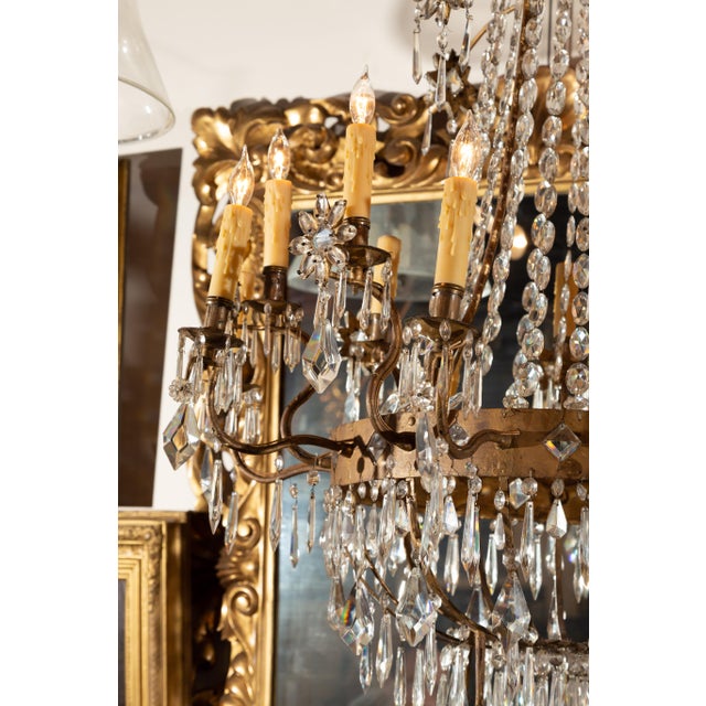 French 19th Century Empire Style 16-Light Crystal and Gilt Metal Chandelier For Sale - Image 9 of 12