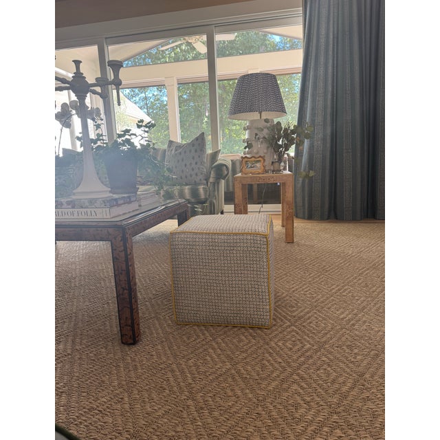 Contemporary Custom Upholstered Ottoman Stool For Sale - Image 3 of 5
