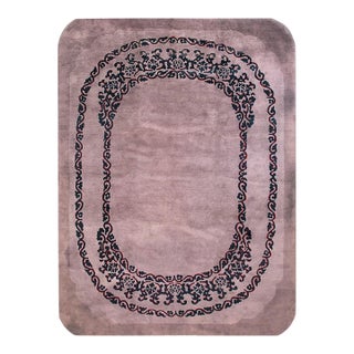 1920s Gray Minimalist Solid Antique Art Deco Rug 9'2" X 12'3" Handknotted Wool Carpet For Sale