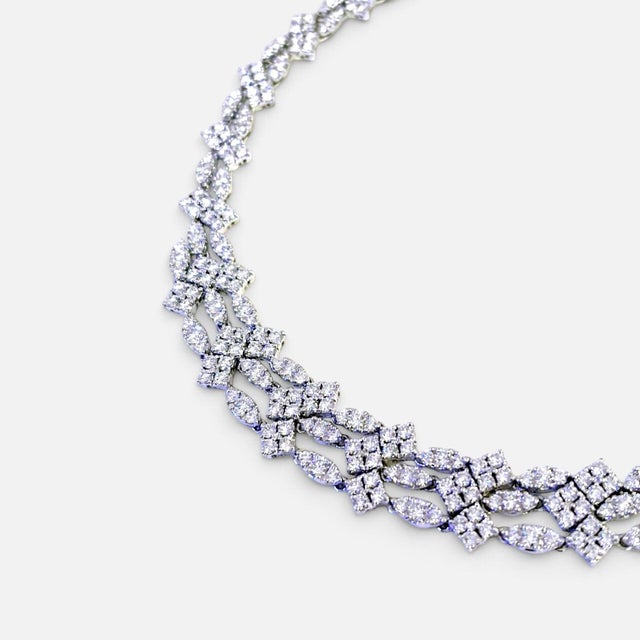 Sidney Garber's Vintage 35 Ct Diamond Bridal Necklace 18 Karat White Gold 60 Gm One of our premium necklaces from our...