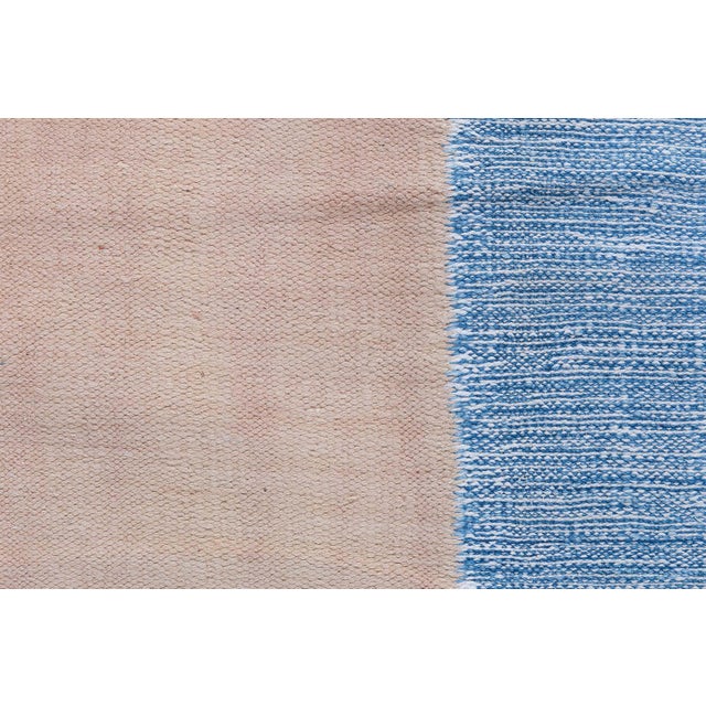 Textile Doris Leslie Blau Indian Dhurrie Vintage Light Blue Flatweave Cotton Carpet For Sale - Image 7 of 10