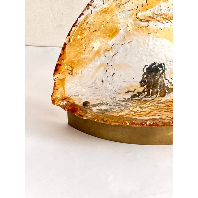 Mid-Century Modern Large Mid-Century Murano Glass and Brass Scavo Wall Lights attributed to Mazzega, Italy, 1970s, Set of 2 For Sale - Image 3 of 12
