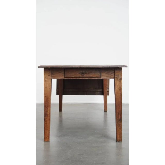 Antique Oak Dining Table with a Fold-Out Leaf on One Side, Early 1900s For Sale - Image 10 of 18