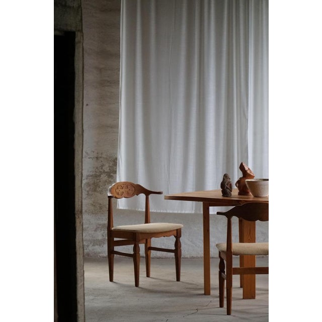 Mid-Century Danish Chairs in Oak and Hessian attributed to Henning Kjærnulf, 1960s, Set of 8 For Sale - Image 10 of 15