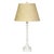 An elegant pair of tall table lamps featuring a sculptural column form finished in crisp white gesso. The slender,...