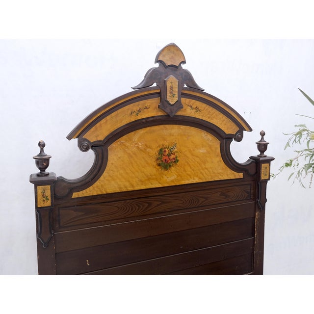 Late 20th Century Victorian Painted Bedroom Dresser Mirror King Bed Headboard Rocking Chair Set For Sale - Image 5 of 18