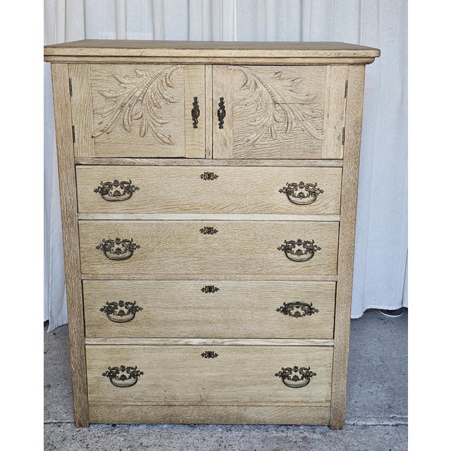 Wood Antique Wooden Chiffonier Chest With Attach Mirror Frame. Circa 1920's For Sale - Image 7 of 18