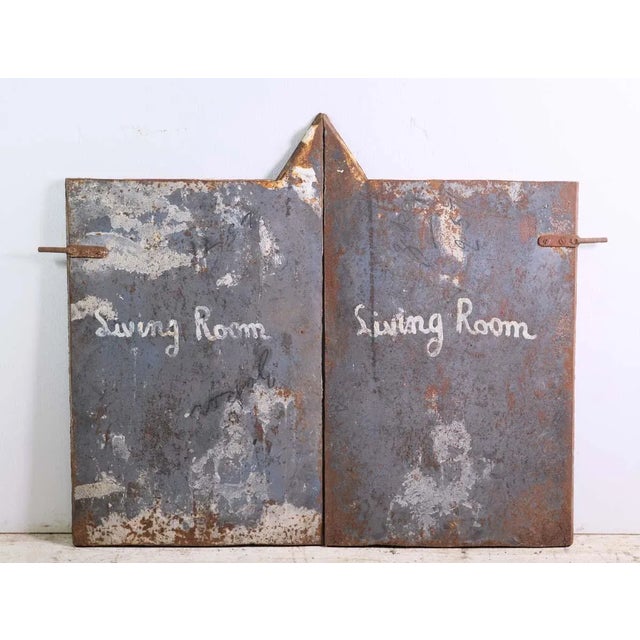 Metal Pair of Figural Cast Iron Fireplace Inserts or Wall Art For Sale - Image 7 of 8