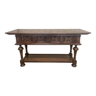 Contemporary Spanish Style Wood Parquetry Console Table For Sale