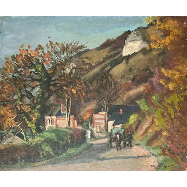 Campaign 1930s Marcel Niquet Autumn in Amfreville Sous Les Monts Oil On. Wood For Sale - Image 3 of 3