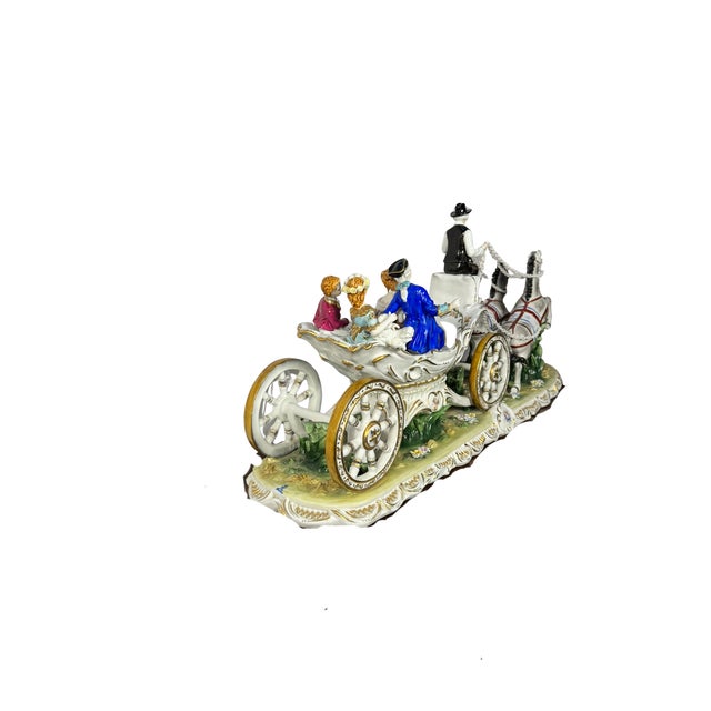 Dresden Porcelain Mid 20th Century Large Dresden Porcelain Horse-Drawn Carriage Group With Coachman & Four Figures For Sale - Image 4 of 5