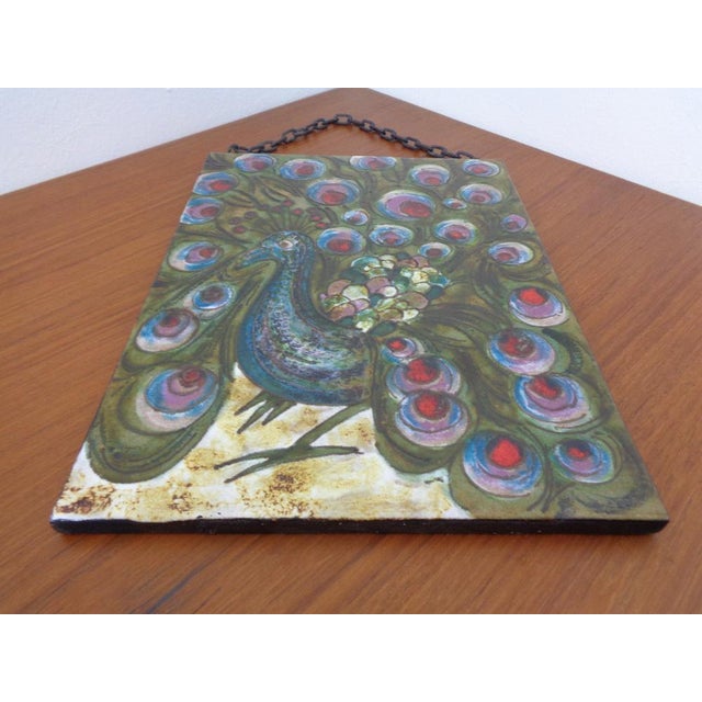 Ceramic Large Ceramic Plate with Peacock from Ruscha, 1970s For Sale - Image 7 of 16