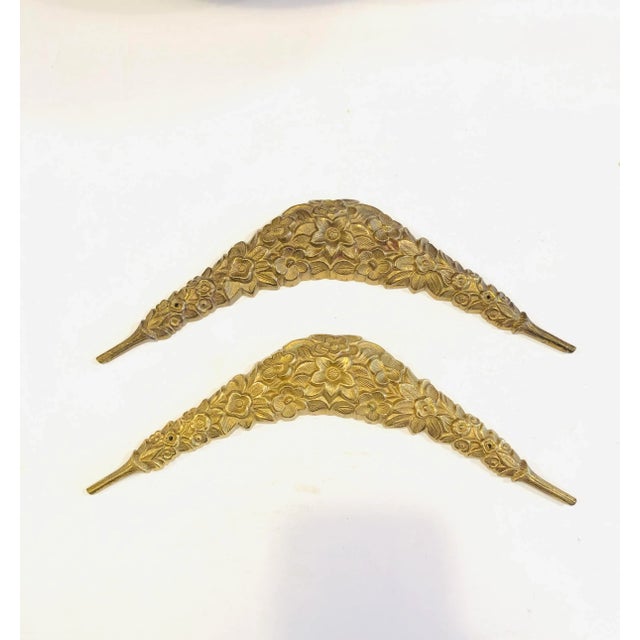 Brass Vintage Solid Brass Victorian Picture Toppers - a Pair For Sale - Image 8 of 8