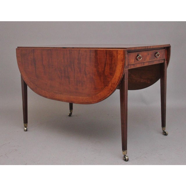 Brown Large Antique Inlaid Mahogany Pembroke Table, 1810 For Sale - Image 8 of 15