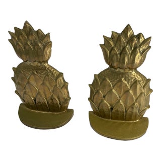 Mid 20th Century Brass Pineapple Bookends - a Pair For Sale