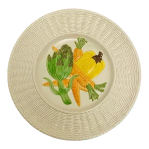 Vintage Fitz & Floyd Basket Weave Ceramic Vegetable Theme Plate