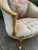 c.1900 French Marquise Gold Beech Velvet Loveseat For Sale - Image 4 of 13