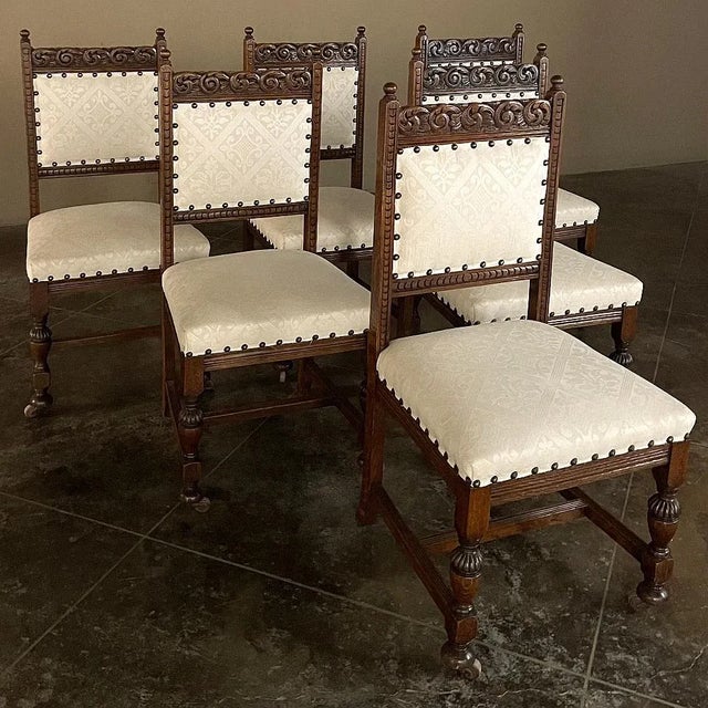 Set of Six Antique Renaissance Dining Chairs For Sale - Image 4 of 13