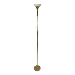 Koch & Lowy Brass Floor Lamp With Glass Shade For Sale