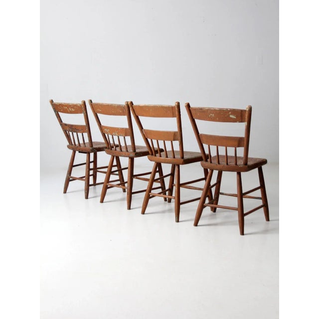 Antique Primitive Dining Chairs Set of 4 For Sale - Image 6 of 12