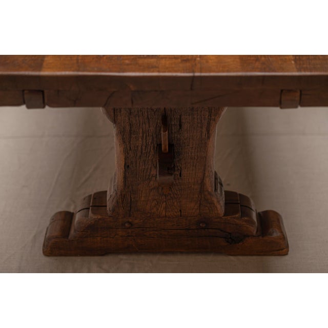Large Brutalist Dining Table in Oak, 1970s For Sale - Image 12 of 18