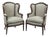 Pair Antique Louis XVI Style French Bergères ~ Armchairs in Walnut For Sale