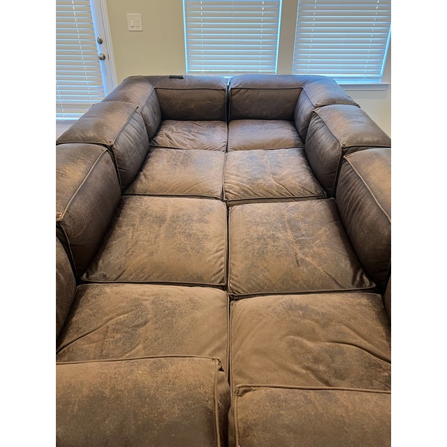 Restoration Hardware Fulham Leather Modular Couch For Sale - Image 9 of 9