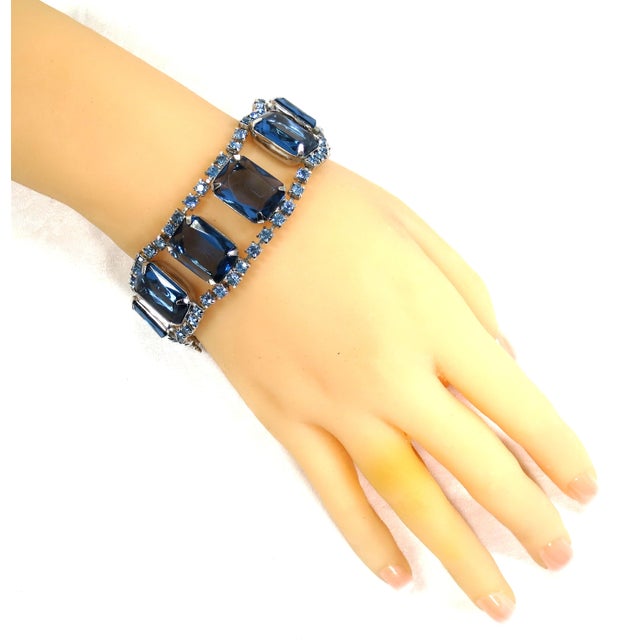 Vintage Sapphire Crystal Bracelet 1960s For Sale - Image 9 of 9