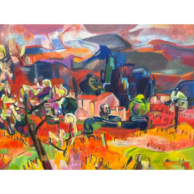 Monumental Vintage Claude Schurr Abstract Oil Painting on Canvas For Sale In Miami - Image 6 of 11